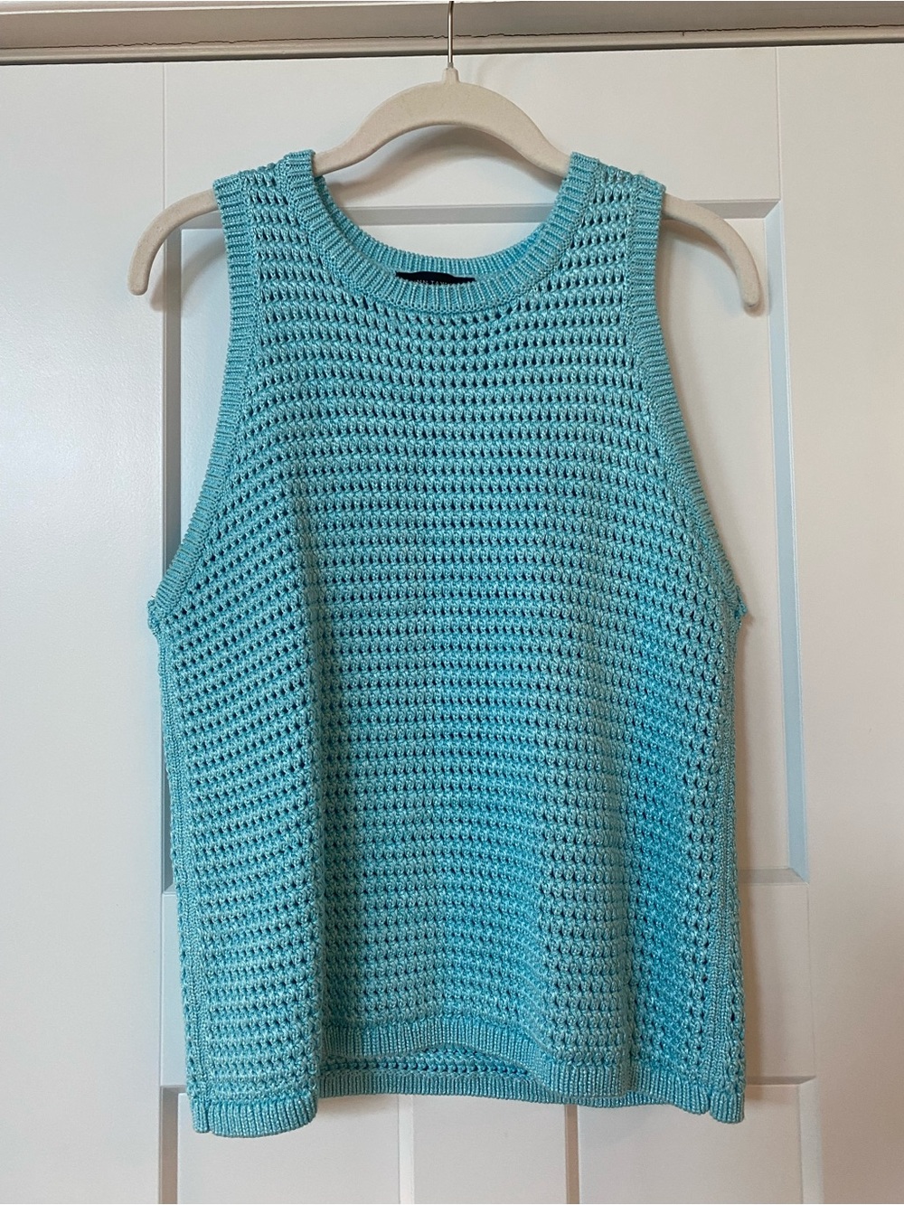 Ann Taylor Open Knit Tank in Aqua